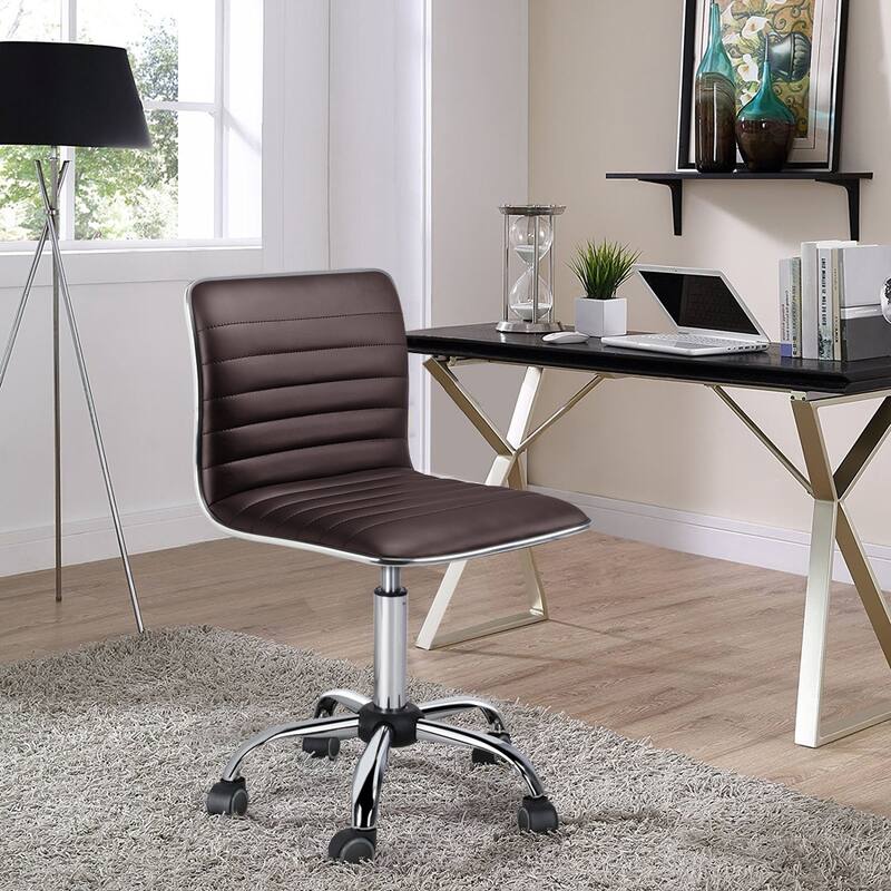 Yaheetech Foam Task Chair with Swivel and Faux Leather Office Chair - Brown