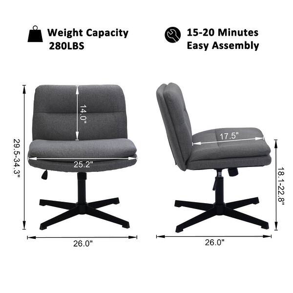 Homy Casa Armless Fabric Office Desk Chair Swivel Height Adjustable ...