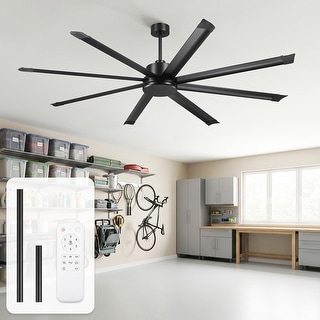 84-inch Black Industrial Extra Large Commercial HVLS Ceiling Fan with 8 ...