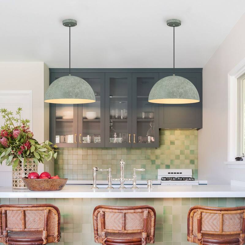 Industrial Modern Indian Gray Dome Pendant Light Kitchen Island - White - W15.75"