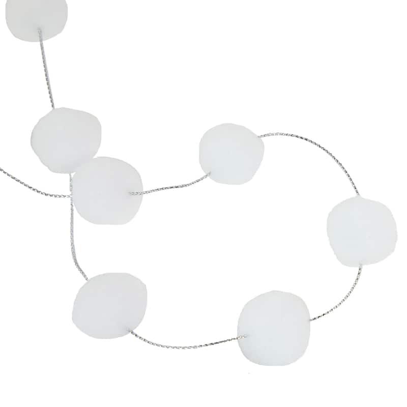 9' White Plush Snowball Christmas Garland
