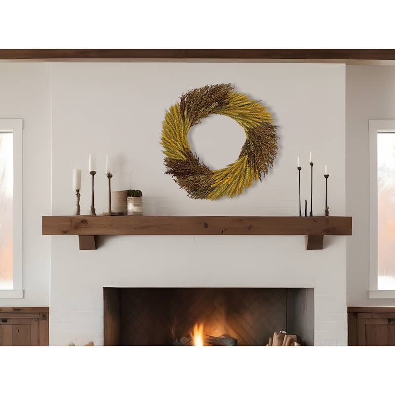 Decorative Fall Wreath made from Real Preserved Dried Wheat and Sorghum