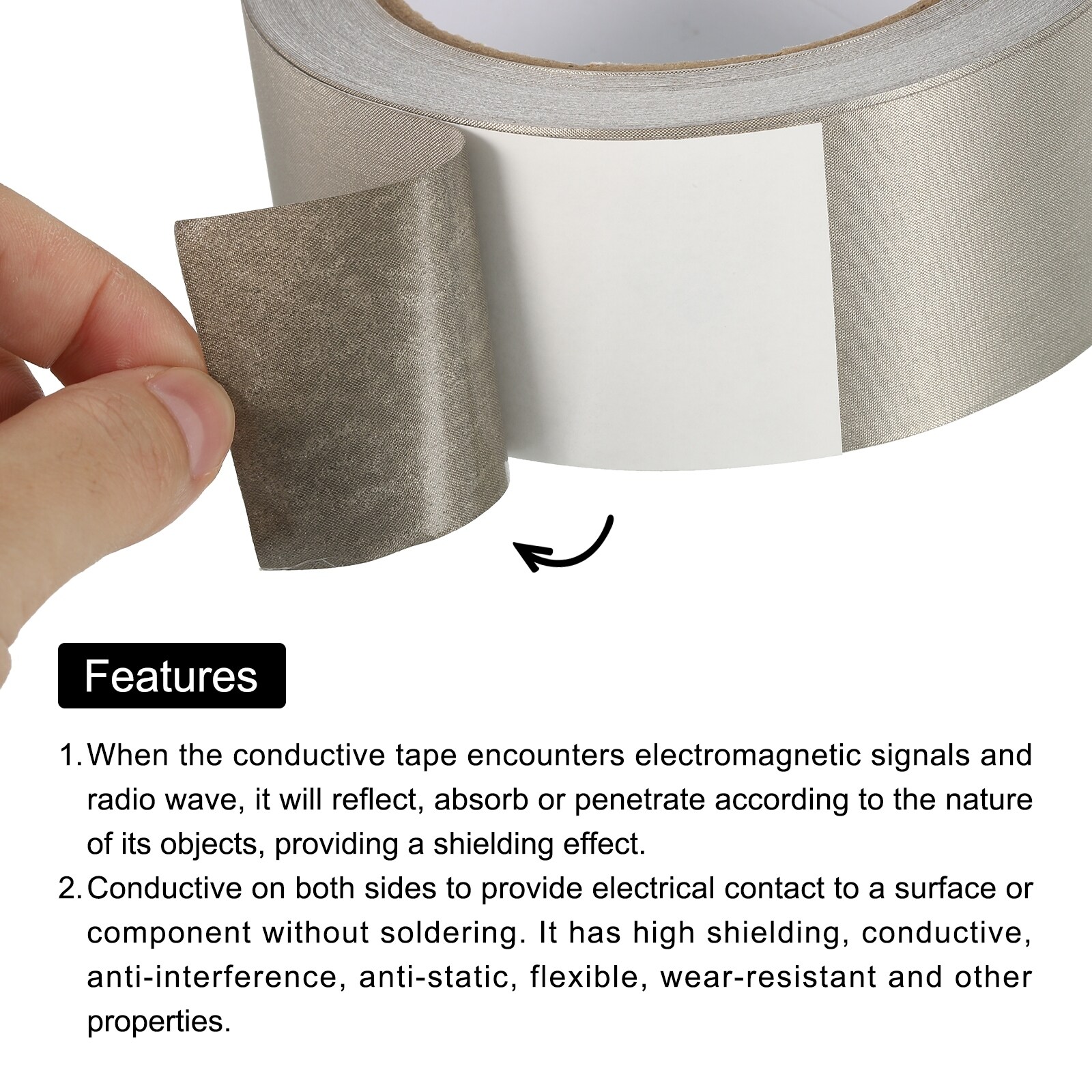 Faraday Tape 1.77x65.62 Feet Conductive Cloth Fabric Adhesive Tape -  Silver Gray - Bed Bath & Beyond - 37829791