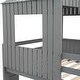 preview thumbnail 8 of 11, Twin-Full Playhouse Bunk Bed wFarmhouse, Slide, Windows, Ladder - Grey