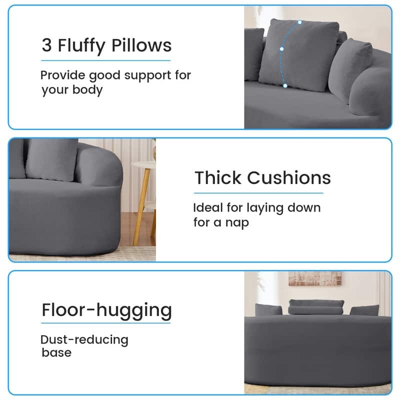 Mixoy Compact Loveseat Sofa with Chenille Upholstery,No Assembly Curved Couch for Small Spaces,Apartment