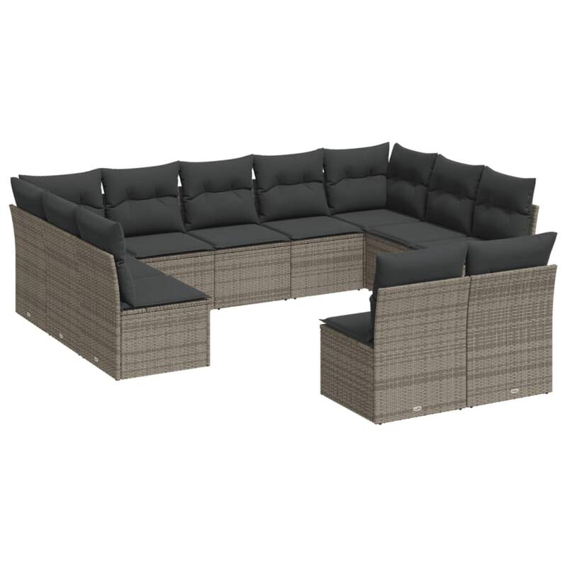 vidaXL Garden Sofa Set Gray Poly Rattan Medium Modular Garden Sofa Set - 24.4 x 24.4 x 27.2