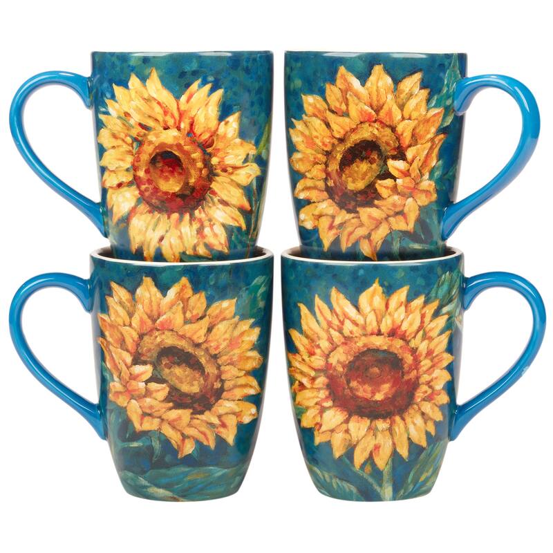 Certified International Golden Sunflowers Set of 4 Mugs