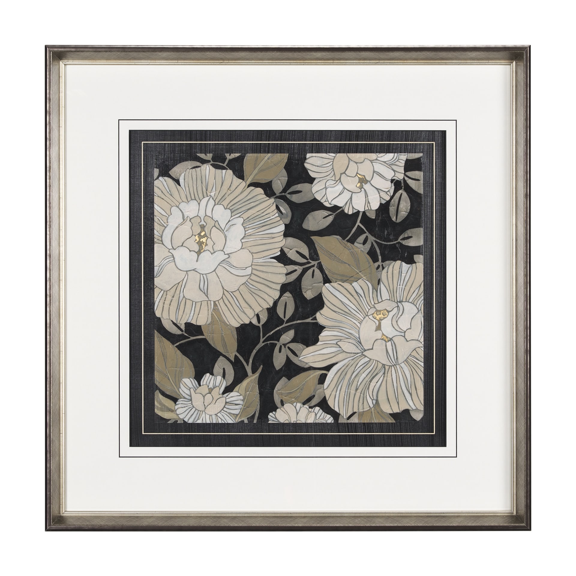 Mercana Garden Noir II by June Erica Vess a Hand Embellished Textured Framed Art Print Matted under Glass