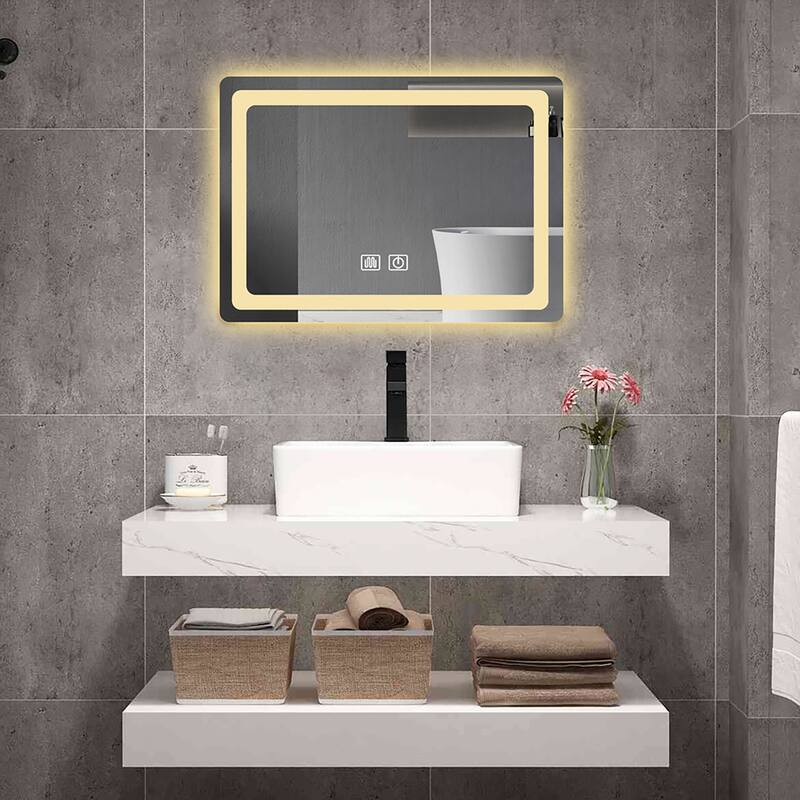 28/32/36/48/56 Inch Rectangular Frameless Anti-Fog Wall Mounted LED Bathroom Vanity Mirror