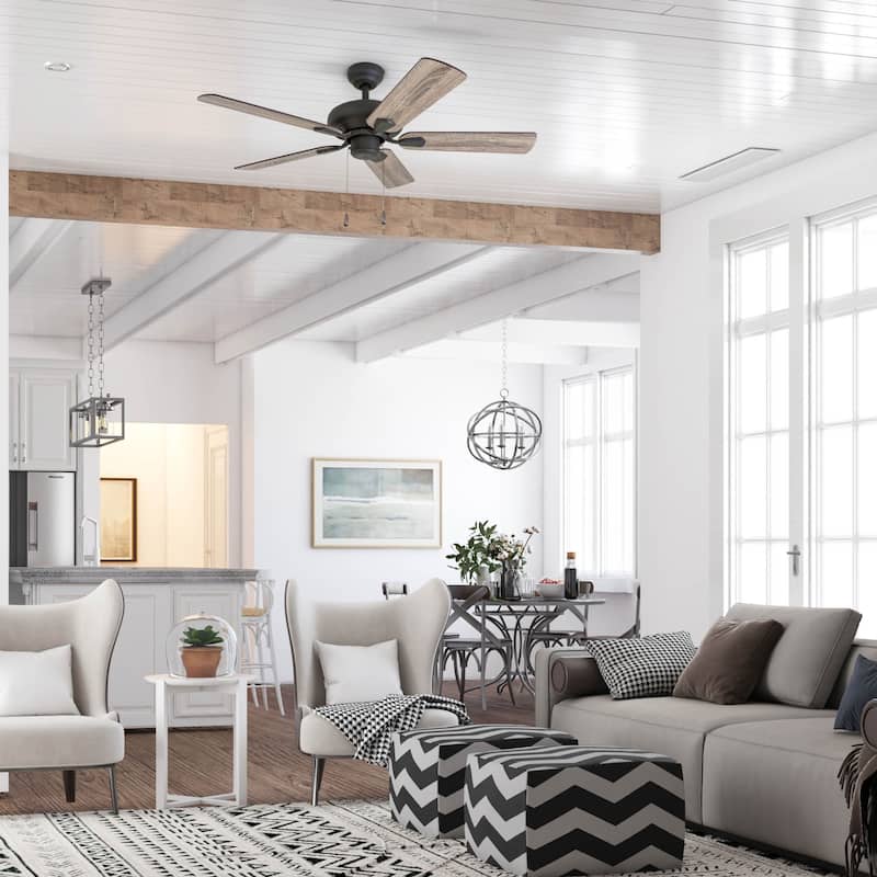 The Gray Barn Heddinge Traditional 42-inch Aged Bronze Ceiling Fan in Barnwood/Tumbleweed Blades