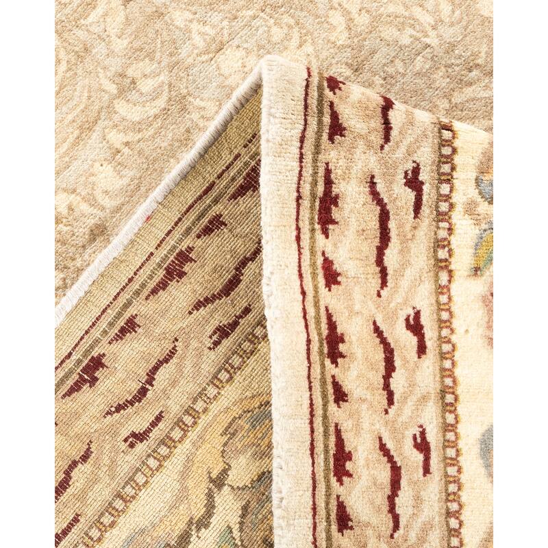 Overton Handknotted Wool Traditional Oriental Ivory Area Rug - 6' x 9'