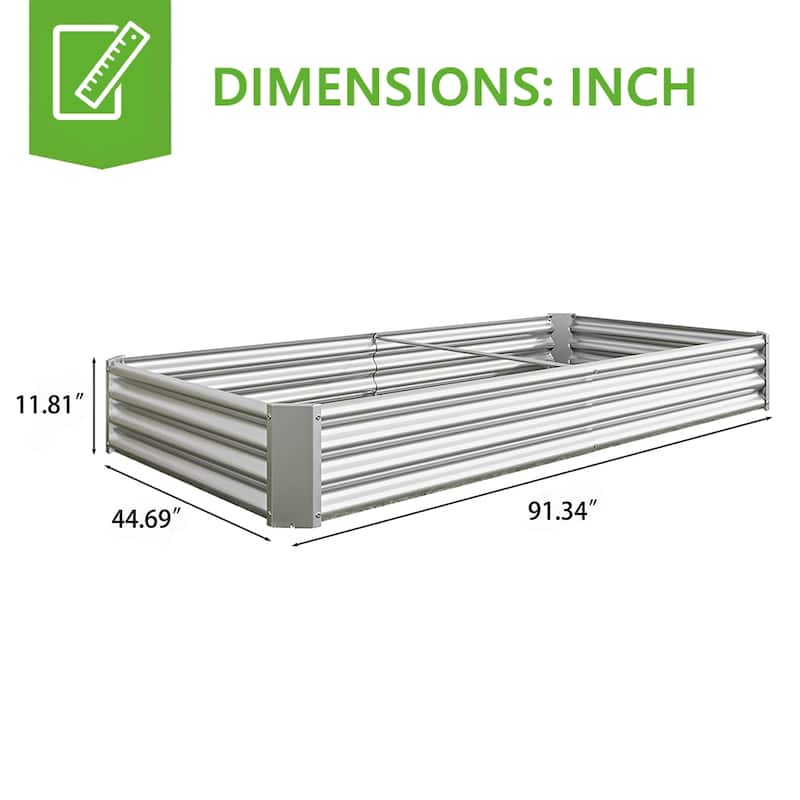 Outdoor Galvanized Metal Raised Garden Bed Kit - 7.6 x 3.7 x 1 ft
