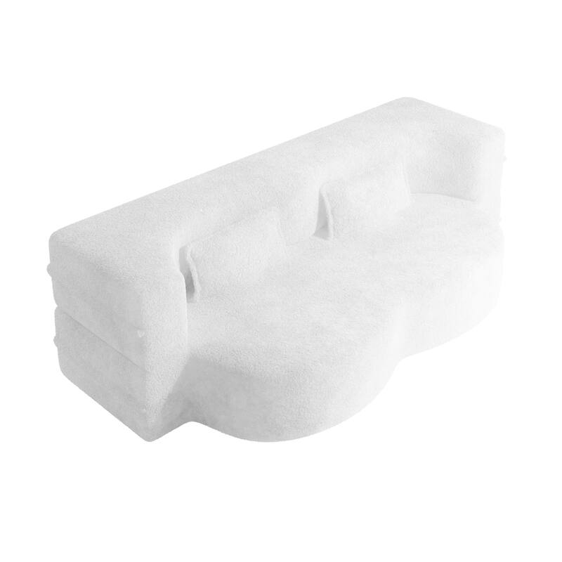 Convertible Teddy Fabric Foam-Filled Sleeper Sofa Bed