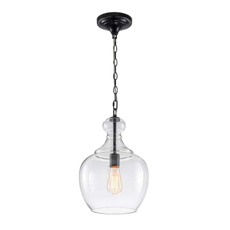 11.0''W 1-Light Mid-century Clear Glass Single Pendant
