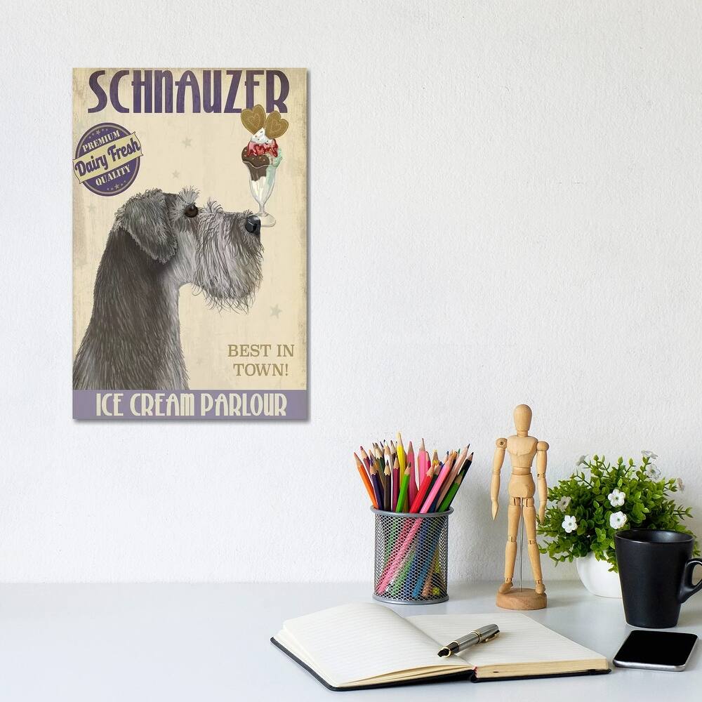 iCanvas "Schnauzer, Grey, Ice Cream" by Fab Funky Canvas Print