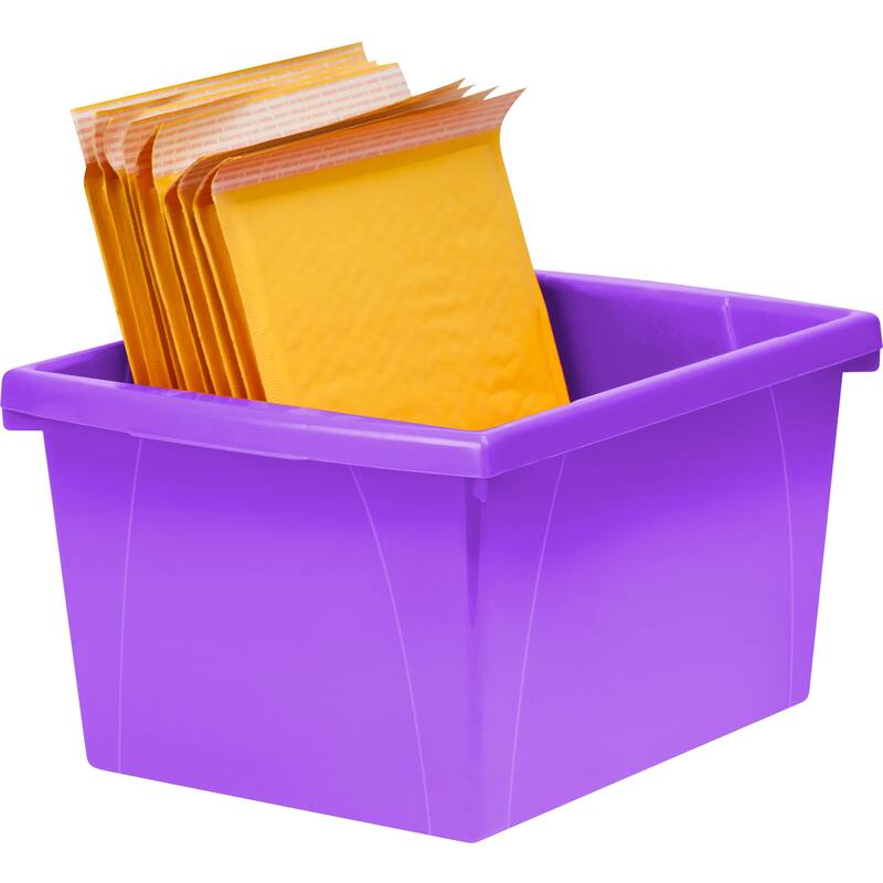 Storex 4 Gallon Storage Bin, Purple, Pack of 3