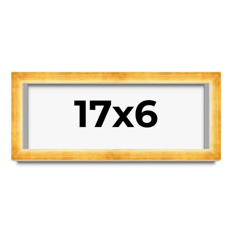 17x6 Shadow Box Frame Gold | 1.625 Inches Deep Real Wood Traditional