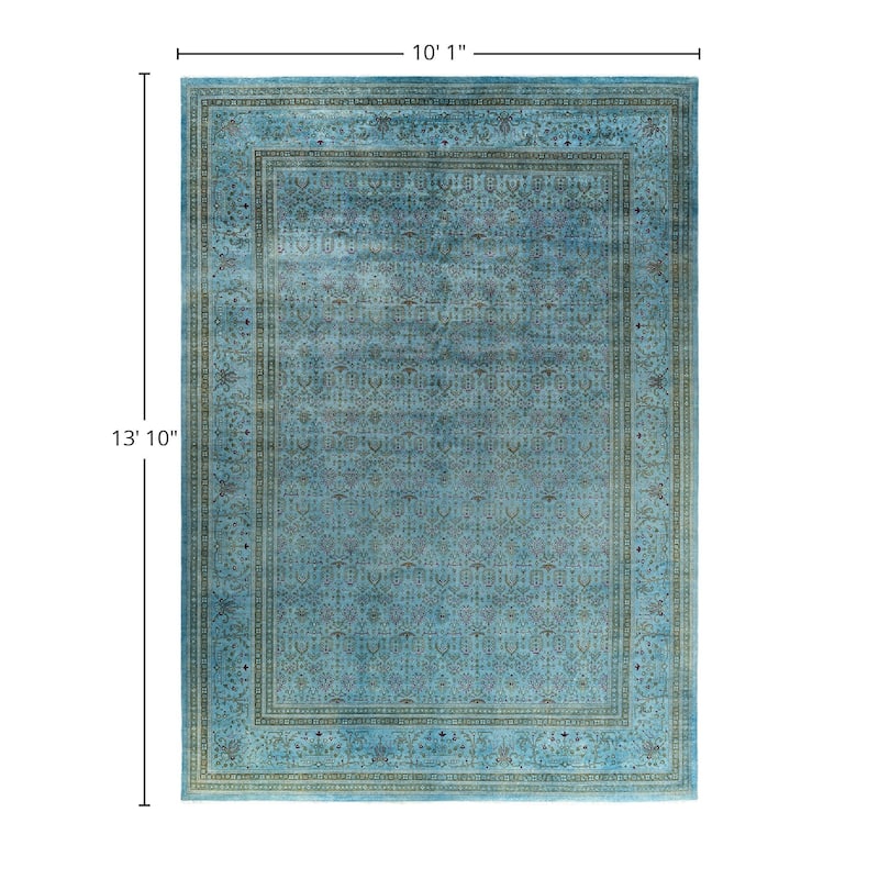 Fine Vibrance One-of-a-Kind Hand-Knotted Area Rug - Blue, 10' 1" x 13' 10" - 10' 1" x 13' 10"