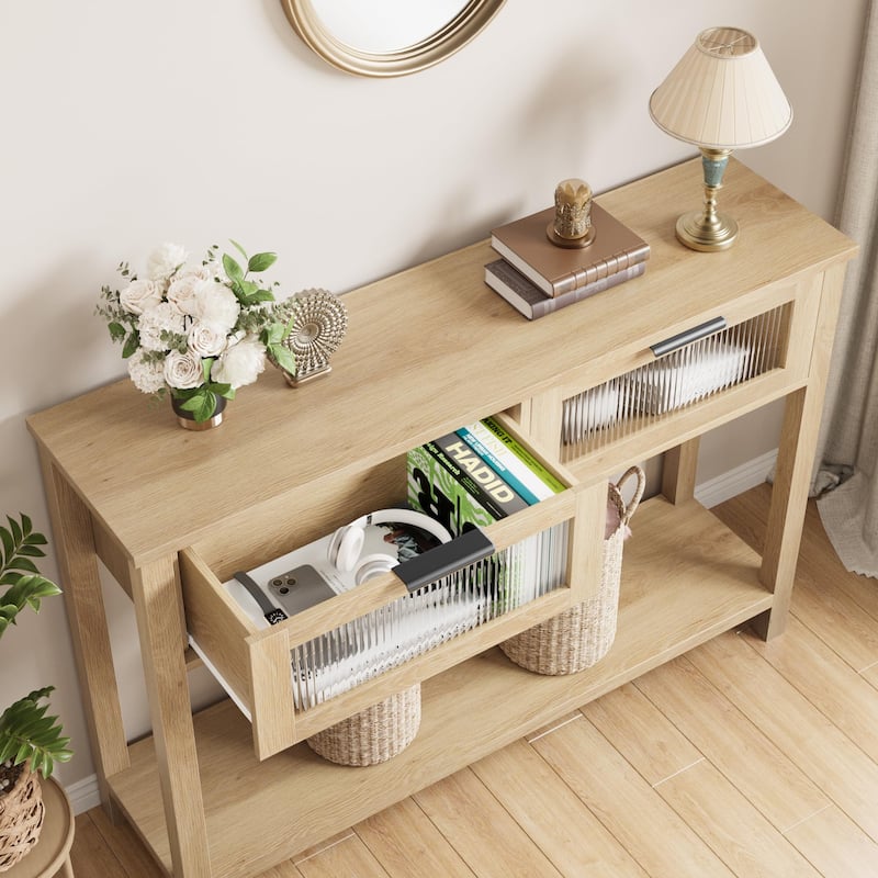 Entryway Table with 2 Glass Drawers