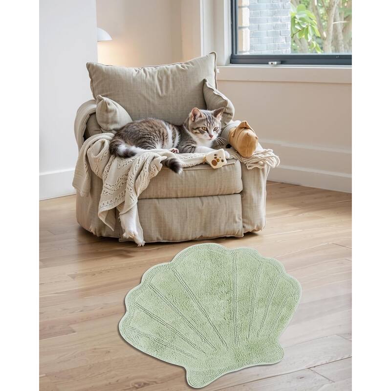 Better Trends Seashell Bath Rug 100% Cotton Absorbent Reversible Bathroom Mat Marilyn Collection