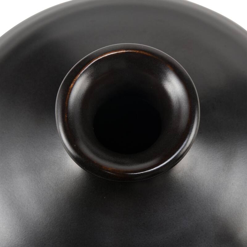 Elk Home Faye Black Finish Earthenware 8 Inch Wide Vase