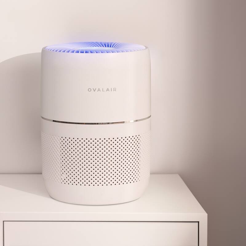 OVAL AIR 3-Stage H13 Smart True HEPA Desk Air Purifier for Rooms up to 150 sq. ft. reduces Allergies, Asthma, Pets, Odor, White