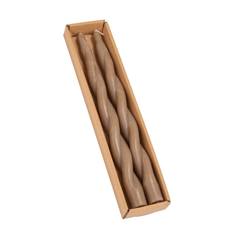 Unscented Elongated Twisted Taper Candles in Box - 0.88"L x 0.88"W x 10.0"H