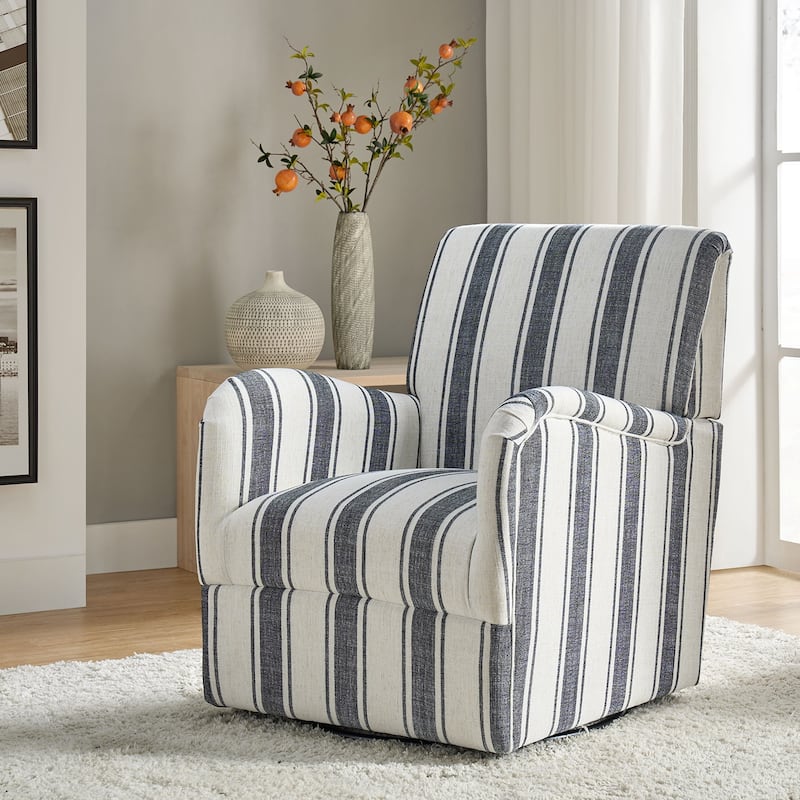 Pancy Traditional Swivel Armchair with Jacobean Strip Pattern by HOLALA HOME