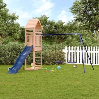 vidaXL Swing Set Outdoor Backyard Wooden Playground Equipment for Kids Age 3-8