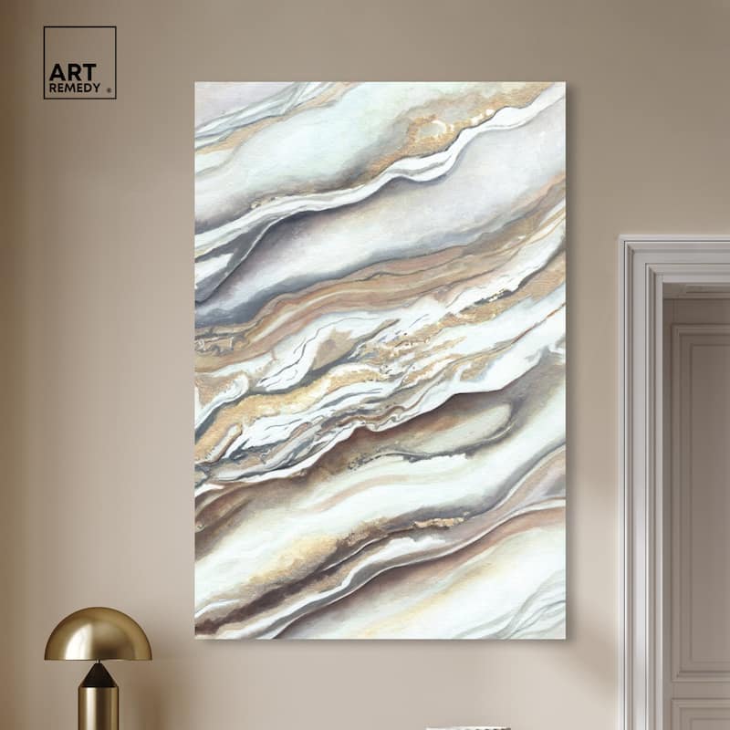 Art Remedy Neutral Lines I Gallery Wrapped Boho Abstract 1 Piece Canvas Wall Art
