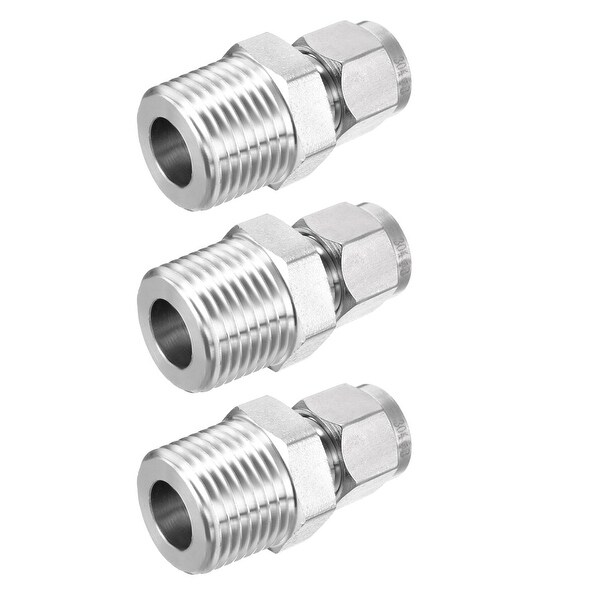 Compression Tube Fitting, NPT1/2 Male x §¶8 Tube OD with Double Ferrules 3pcs