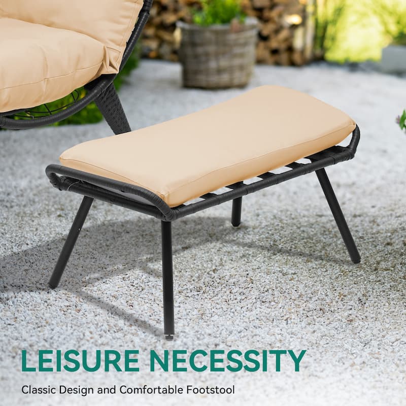 Egg Chair with Stand Outdoor Egg Lounge Chair with Cushion