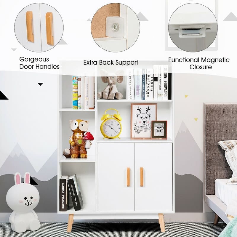 Floor Storage Free Standing Wooden Display Bookcase - 31.5" x 9.5" x 47" (L x W x H)
