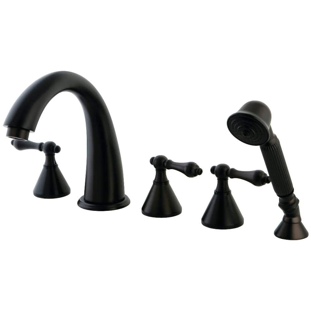 Kingston Brass Widespread Deck Mounted Roman Tub Filler with Personal