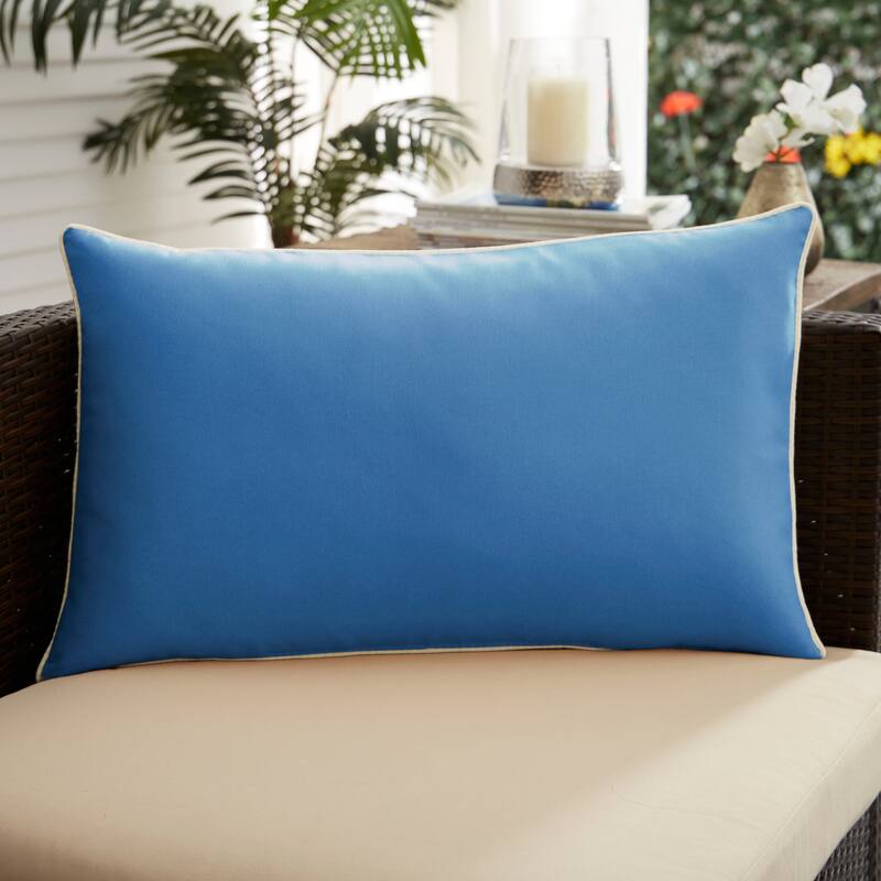 Sorra Home Outdoor Corded Pillow Single - Poly Solid - Blue