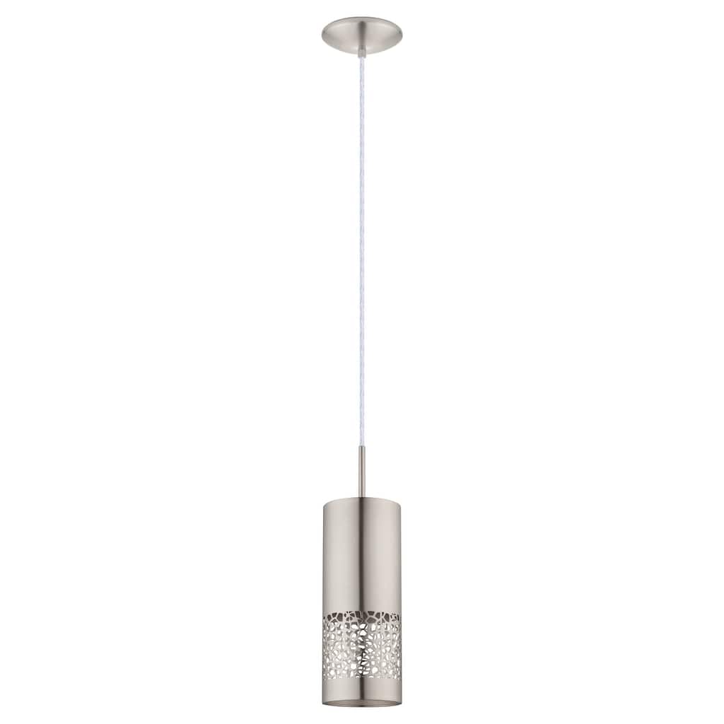Eglo Carmelia 1-Light Satin Nickel Mini Pendant with Brushed Nickel