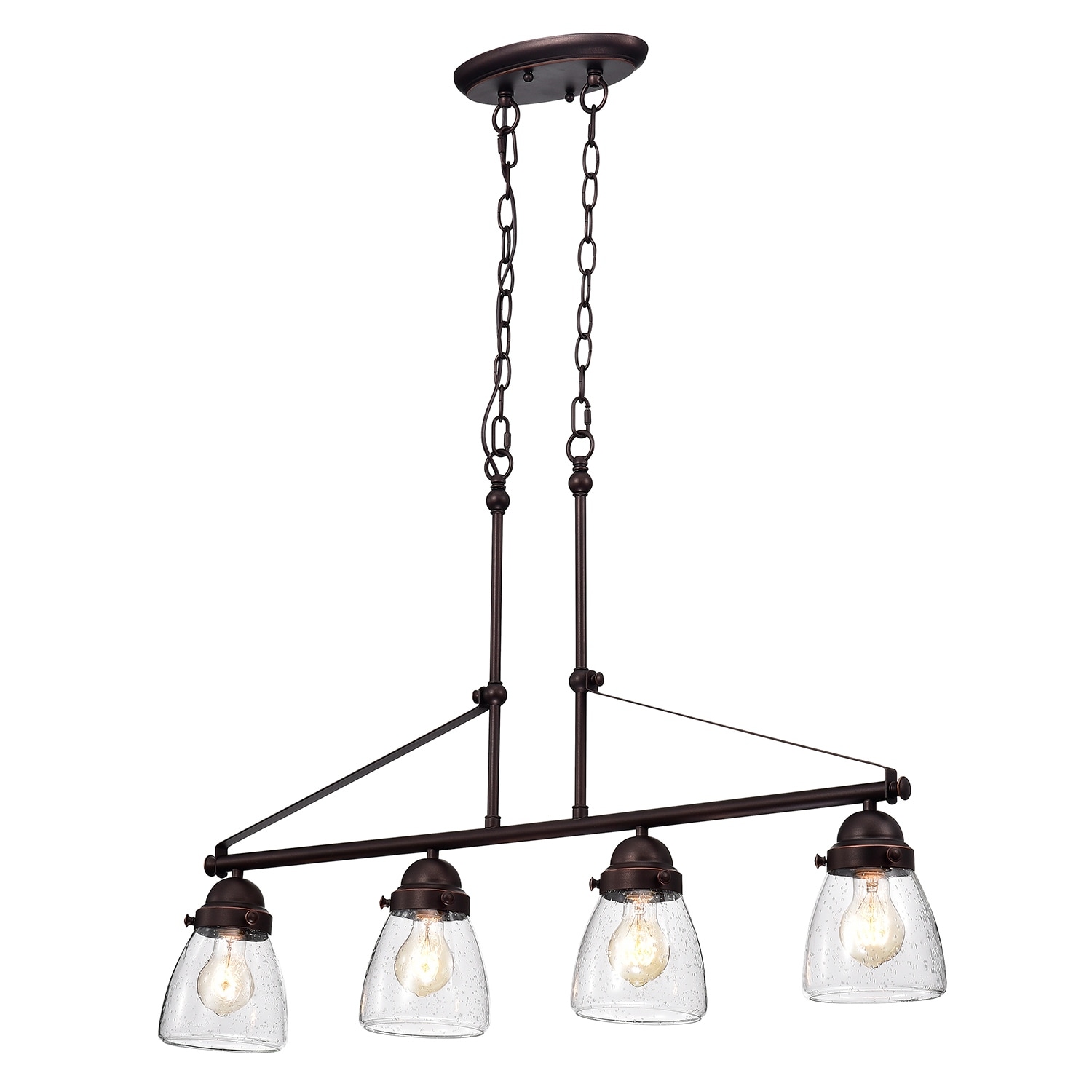 Oil Rubbed Bronze 4-Light Linear Island Lighting with Glass Shades - Oil  Rubbed Bronze
