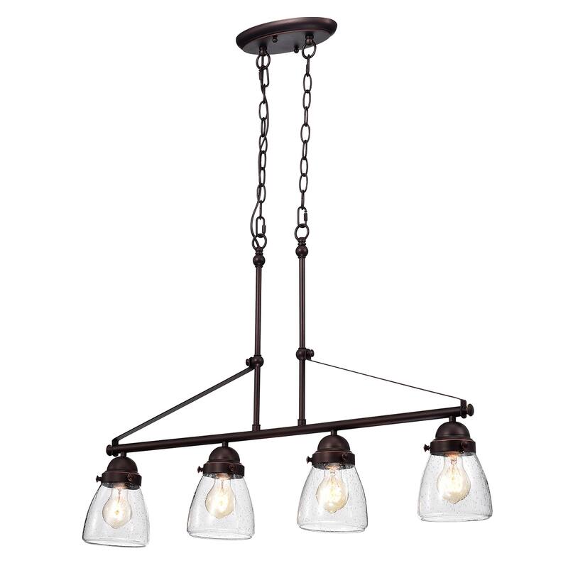 Oil Rubbed Bronze 4-Light Linear Island Lighting with Glass Shades - Oil Rubbed Bronze