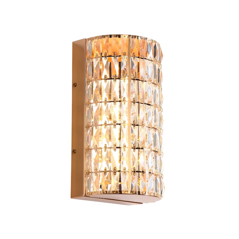 Modern Crystal LED Wall Sconces Rose Gold Light Dimmable Vanity Light - Rose Gold - W6.4" x H11.2" x D4.7"