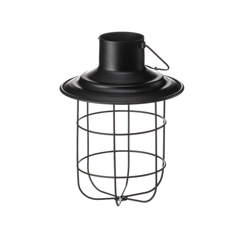 Glitzhome 9.75"H Set of 2 Industrial-Style Wire Solar Powered Outdoor Hanging Lantern