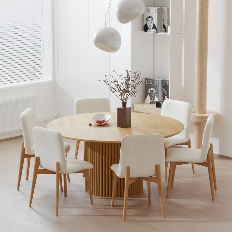 2Pcs Upholstered Dining Chairs Modern Fabric Kitchen Chairs with Padded Seat & Sturdy Wood Legs Side Chairs