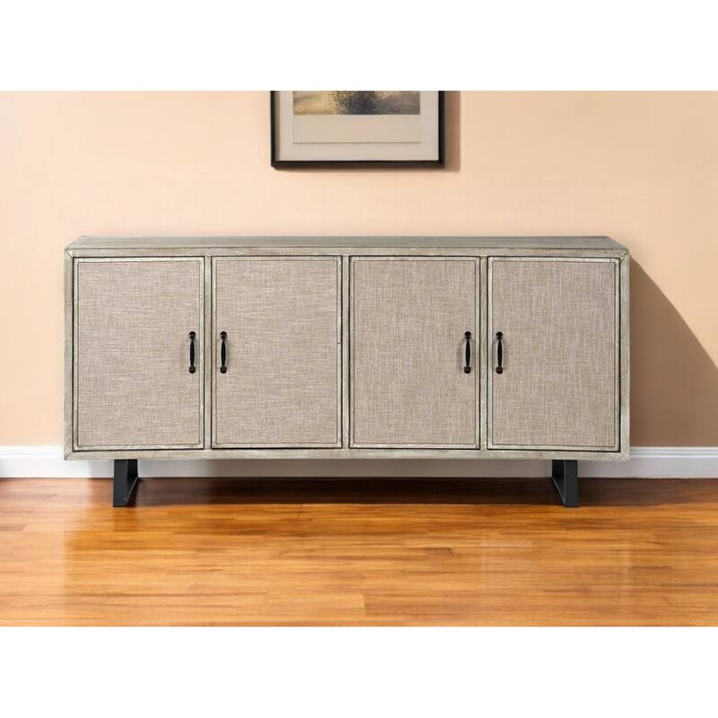 HomeRoots 68" Light Brown Solid Wood Sideboard with Four Doors - 15.5' X '31.5' X '68 - 15.5' X '31.5' X '68