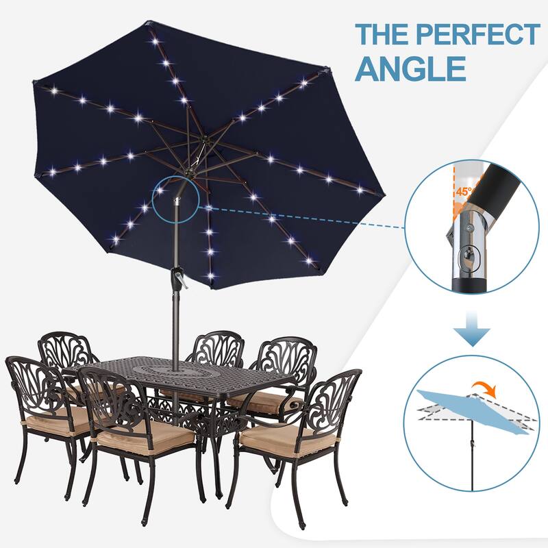 ABCCANOPY 7.5FT Outdoor Patio Solar Umbrella with 24LED Lights