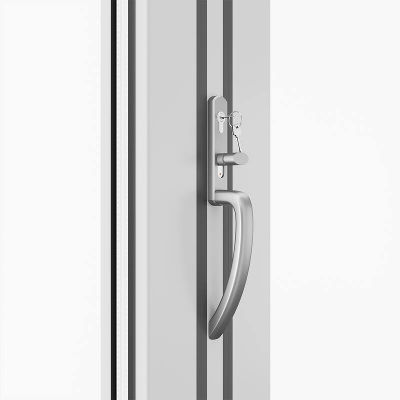 KaMic Elite-Fold 72" x 80" 2-Panel Aluminum Folding Door in White with Hidden Hinges & Rollers, Folded Out From Left To Right