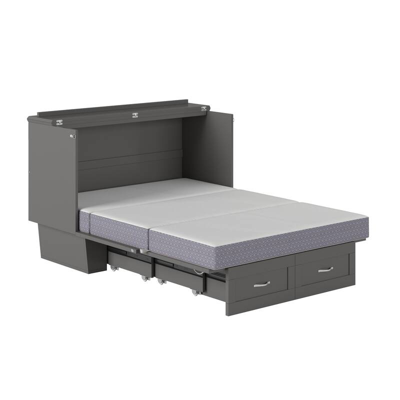 Monroe Full Murphy Bed Chest with 6" Memory Foam Mattress