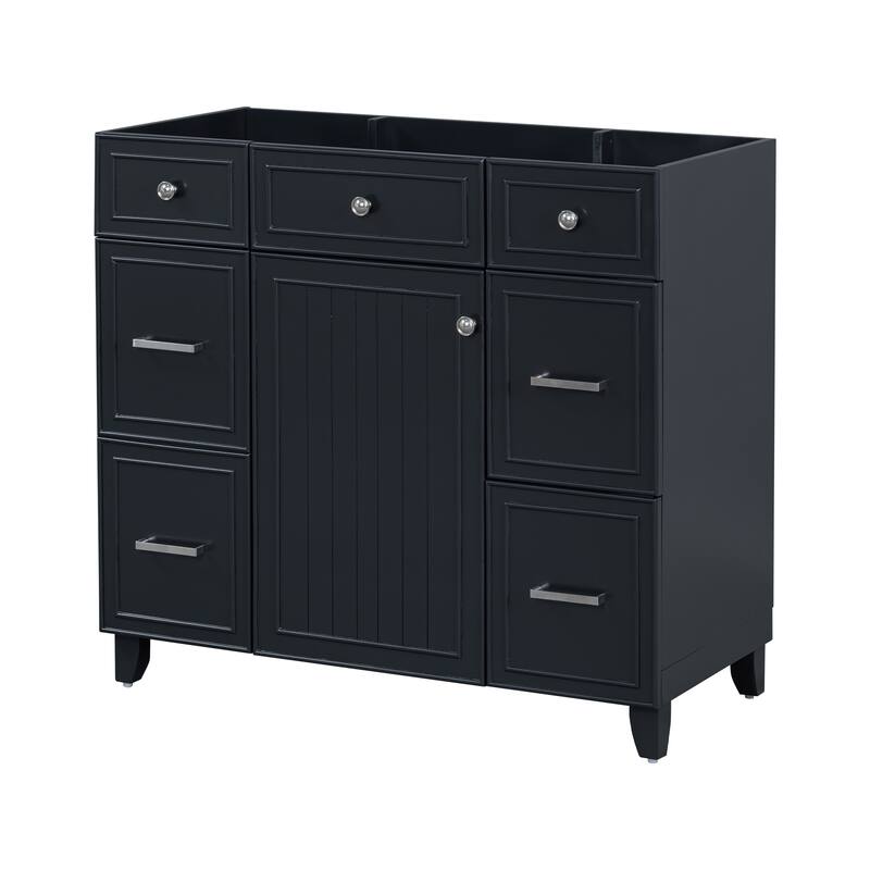 Bathroom Vanity Cabinet with Soft-Close Door, 3 Drawers, Silver Handles, Adjustable Shelf, (Sink not included)
