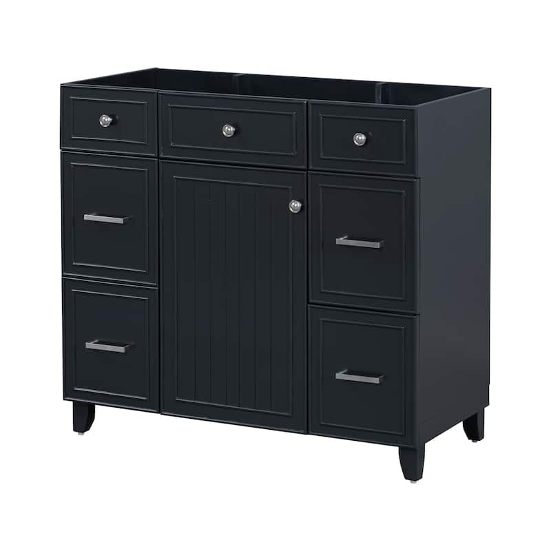 GDFStudio - Zyra Wood 36" Bathroom Vanity - 36"+Cabinet Only - Black