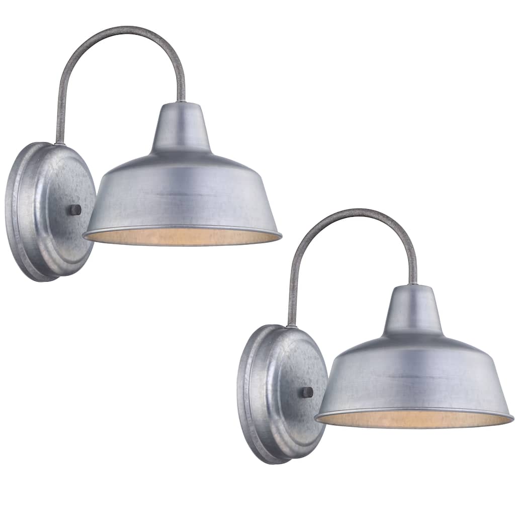 2 Pack 1-Light Outdoor Barn Light With Galvanized Finish - 8.35"x10.65"x11"