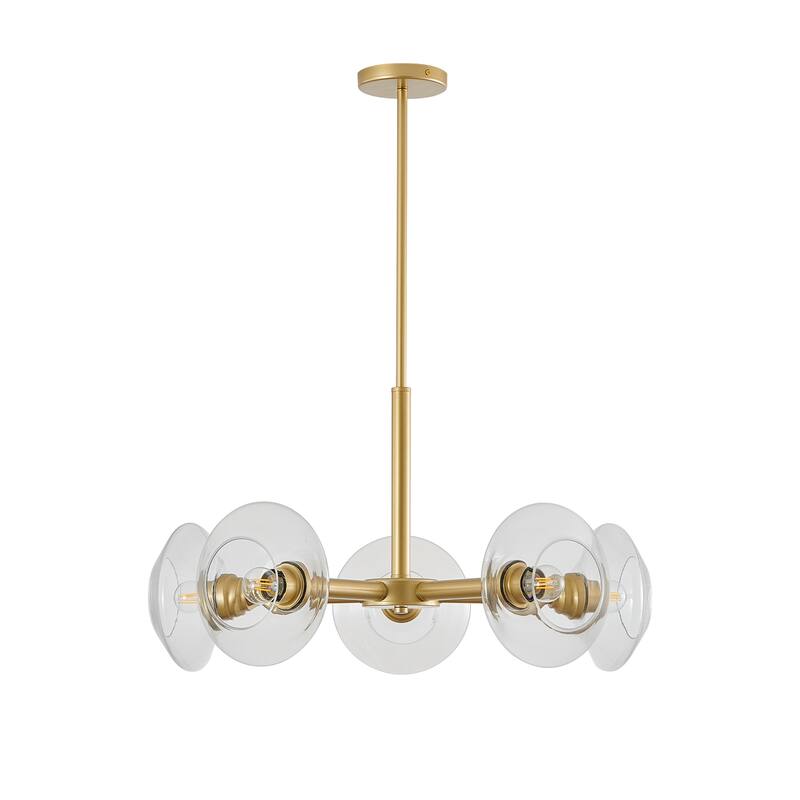 26" 5-Light Sputnik Chandelier with Clear Glass Shades, Light Fixture