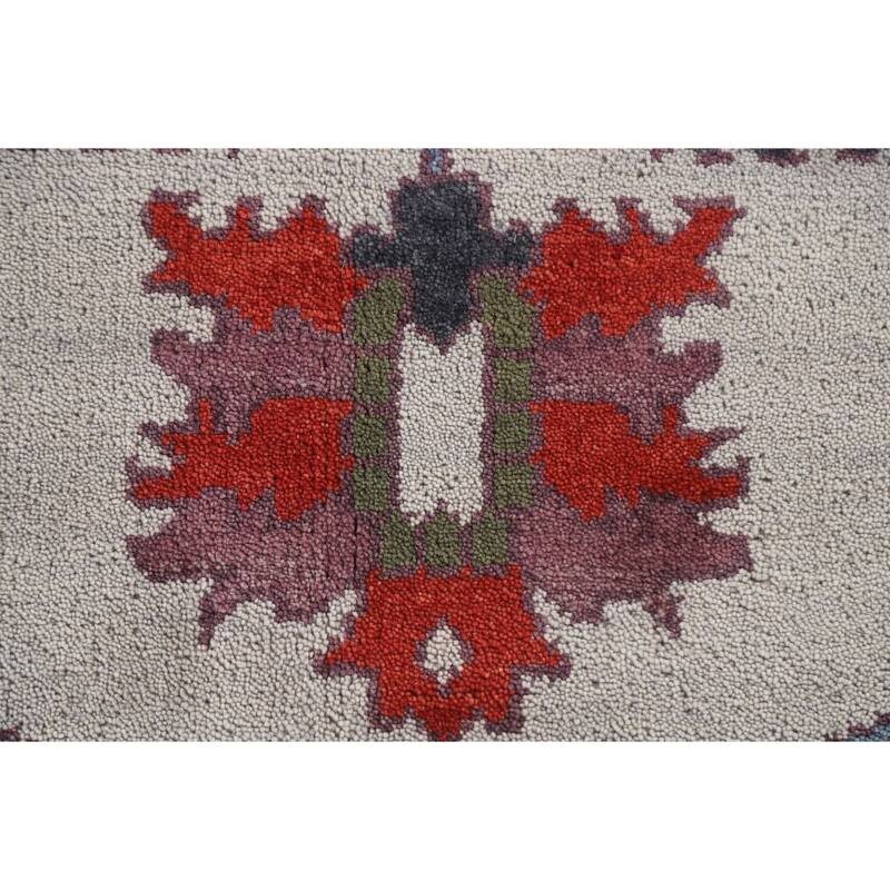 All-Over Ivory Oushak Oriental Area Rug Handmade Wool Carpet - 9'0"x 11'11"